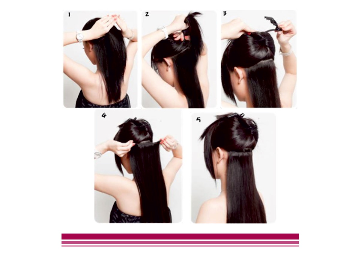 Как сделать хвост с накладными прядями на заколках на коротких волосах
