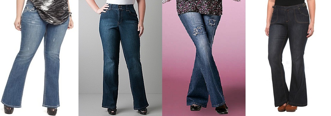 Какие джинсы подойдут яблоку. Широкие бедра в джинсах. Джинсы для полных икр. Джинсы клёш женские больших размеров. Джинсы клеш на полненьких.